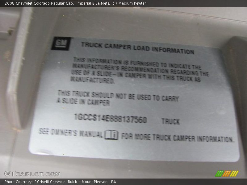 Imperial Blue Metallic / Medium Pewter 2008 Chevrolet Colorado Regular Cab