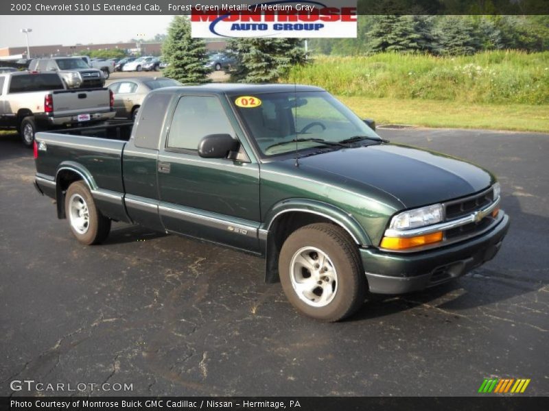 Forest Green Metallic / Medium Gray 2002 Chevrolet S10 LS Extended Cab