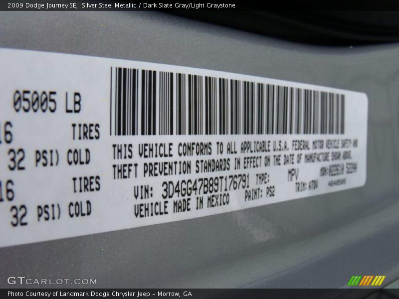 Silver Steel Metallic / Dark Slate Gray/Light Graystone 2009 Dodge Journey SE