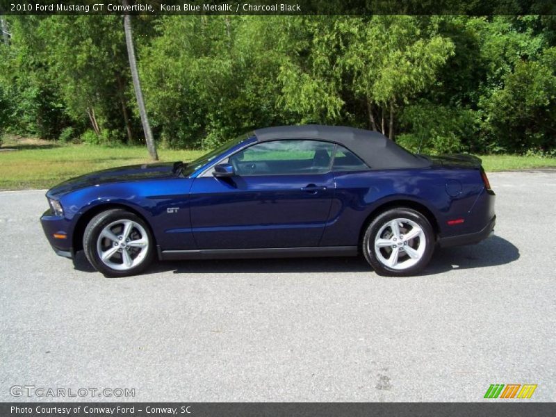 Kona Blue Metallic / Charcoal Black 2010 Ford Mustang GT Convertible