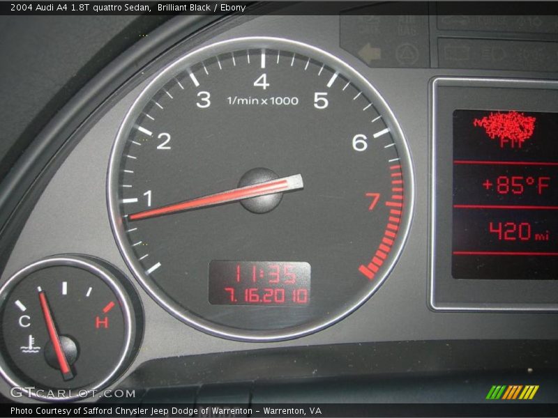 Brilliant Black / Ebony 2004 Audi A4 1.8T quattro Sedan