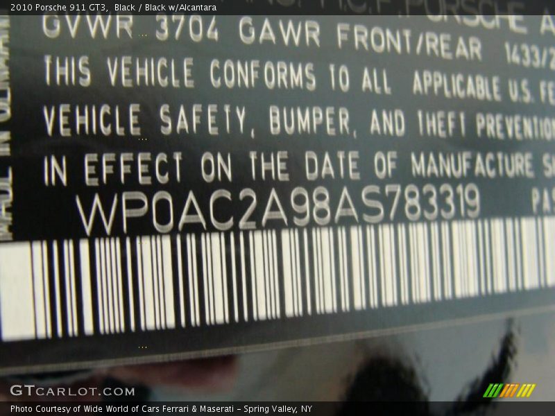 Black / Black w/Alcantara 2010 Porsche 911 GT3