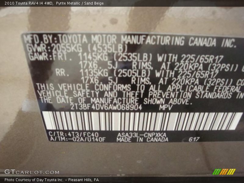 Pyrite Metallic / Sand Beige 2010 Toyota RAV4 I4 4WD