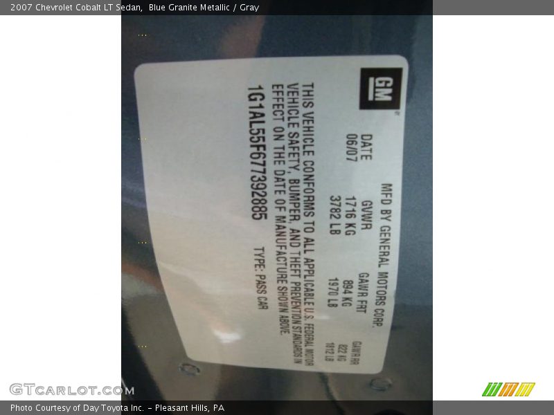 Blue Granite Metallic / Gray 2007 Chevrolet Cobalt LT Sedan