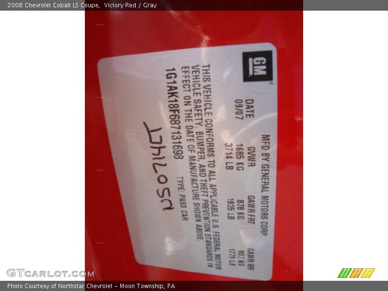 Victory Red / Gray 2008 Chevrolet Cobalt LS Coupe