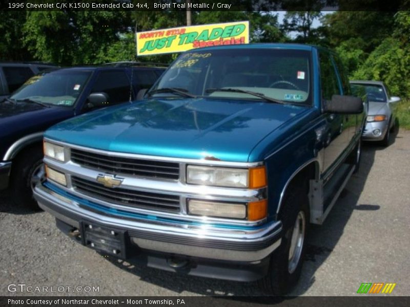 Bright Teal Metallic / Gray 1996 Chevrolet C/K K1500 Extended Cab 4x4
