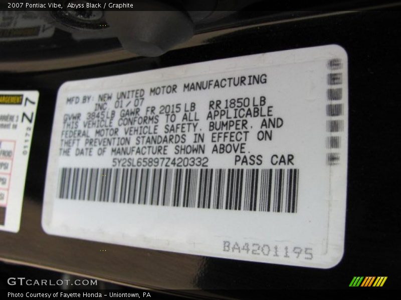 Abyss Black / Graphite 2007 Pontiac Vibe