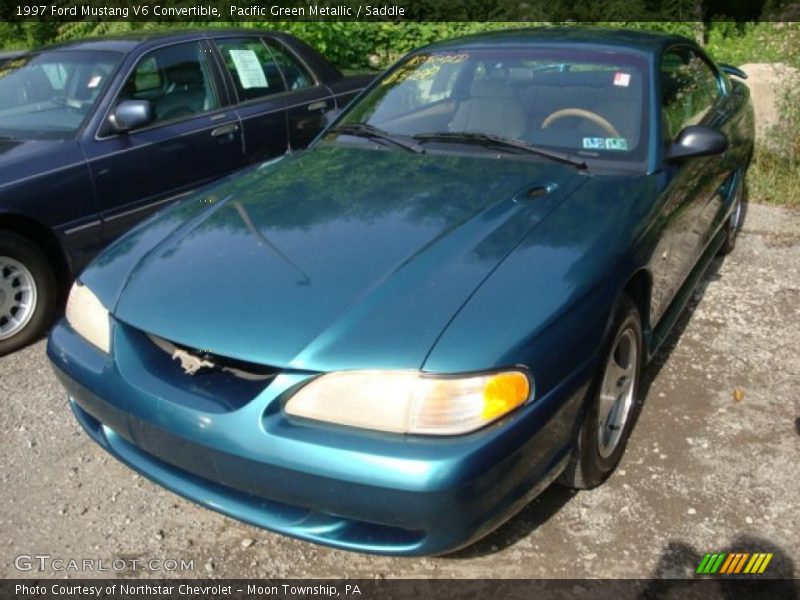 Pacific Green Metallic / Saddle 1997 Ford Mustang V6 Convertible