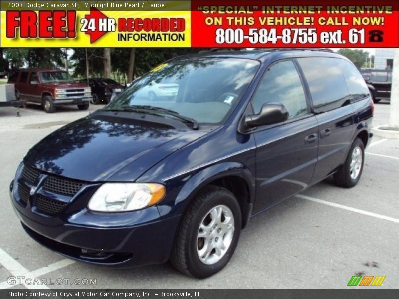 Midnight Blue Pearl / Taupe 2003 Dodge Caravan SE