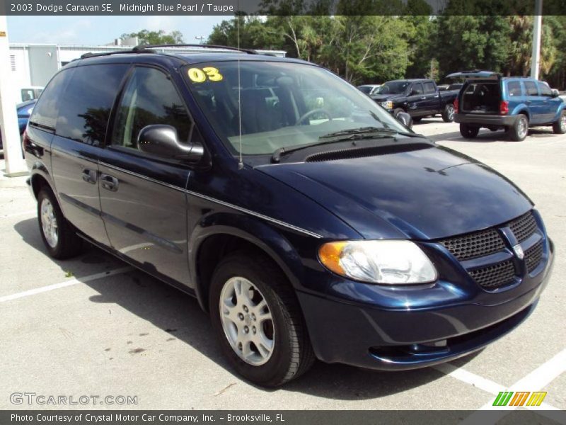 Midnight Blue Pearl / Taupe 2003 Dodge Caravan SE