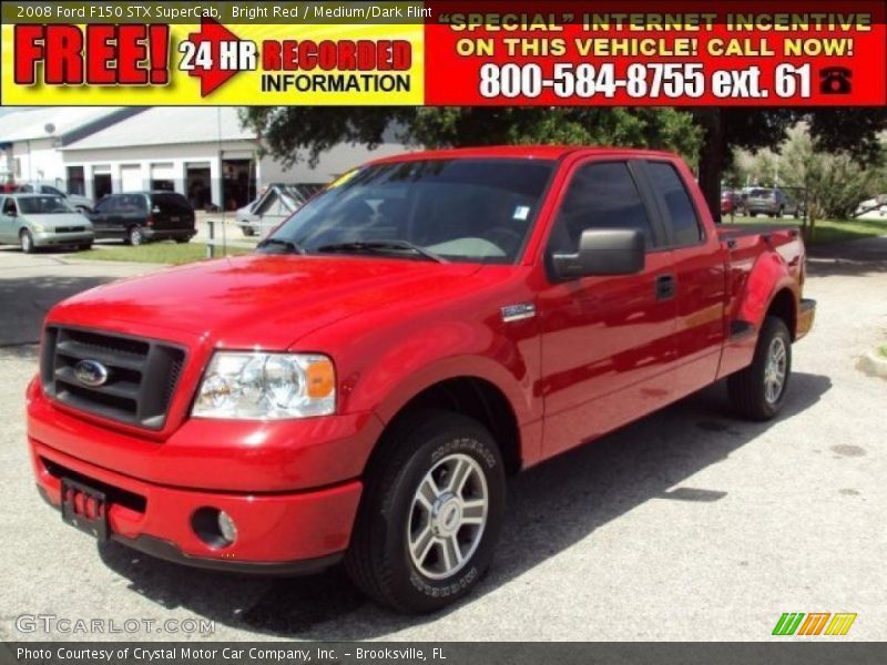 Bright Red / Medium/Dark Flint 2008 Ford F150 STX SuperCab