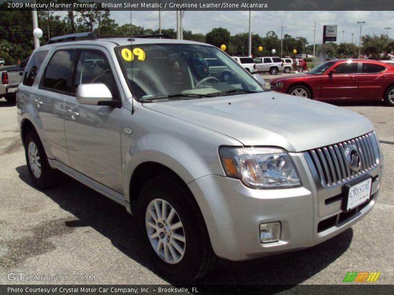 Brilliant Silver Metallic / Greystone Leather/Stone Alcantara 2009 Mercury Mariner Premier