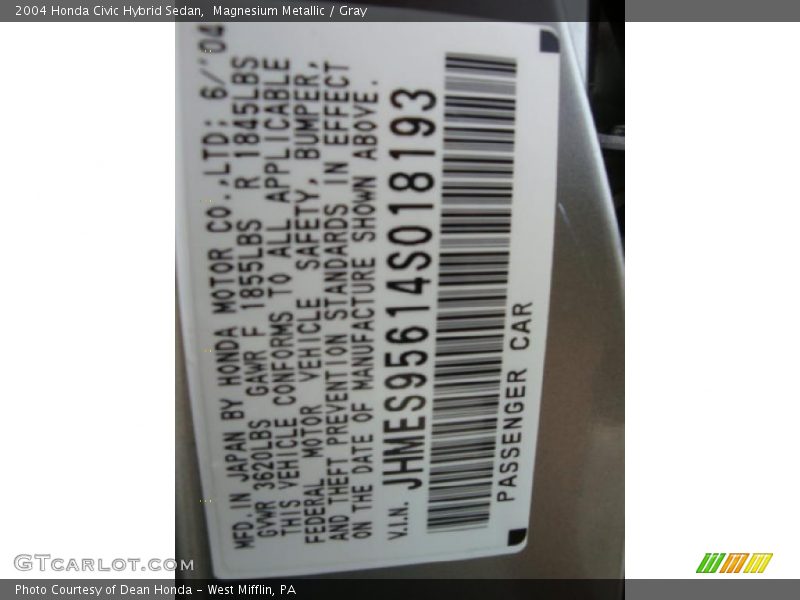 Magnesium Metallic / Gray 2004 Honda Civic Hybrid Sedan