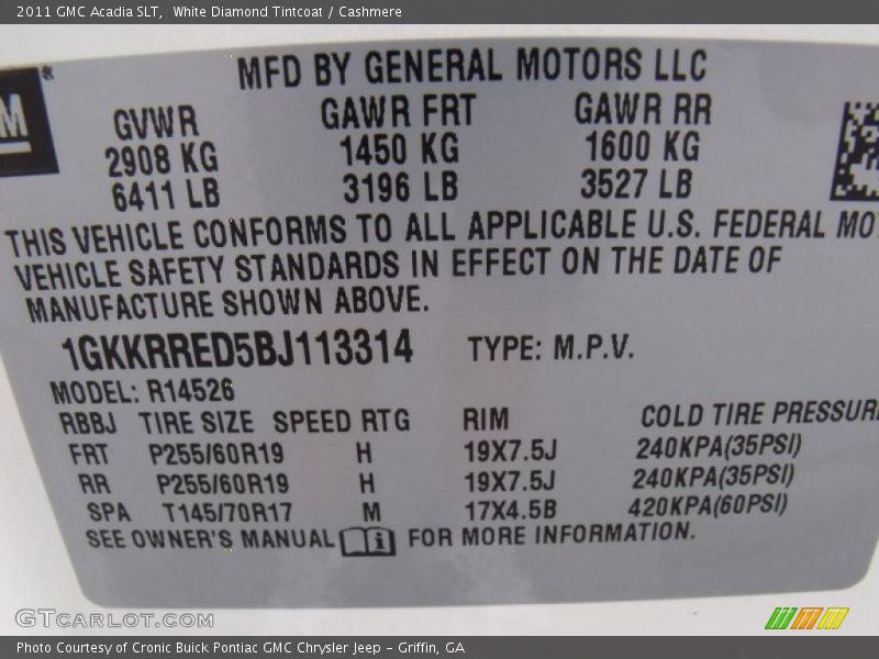 White Diamond Tintcoat / Cashmere 2011 GMC Acadia SLT