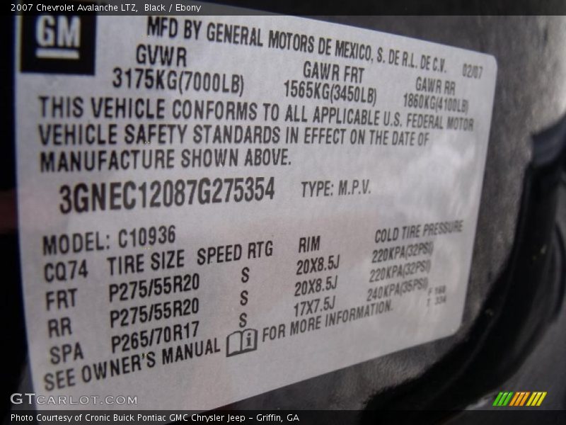 Black / Ebony 2007 Chevrolet Avalanche LTZ