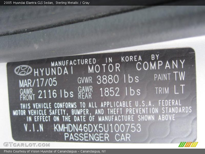 Sterling Metallic / Gray 2005 Hyundai Elantra GLS Sedan