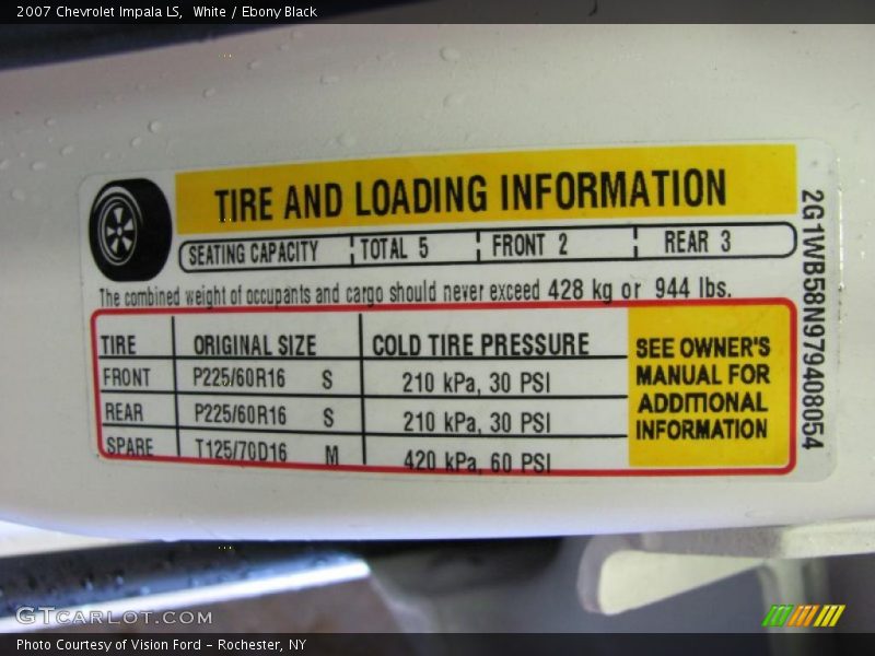 White / Ebony Black 2007 Chevrolet Impala LS