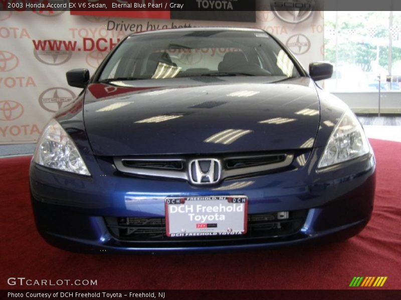 Eternal Blue Pearl / Gray 2003 Honda Accord EX V6 Sedan