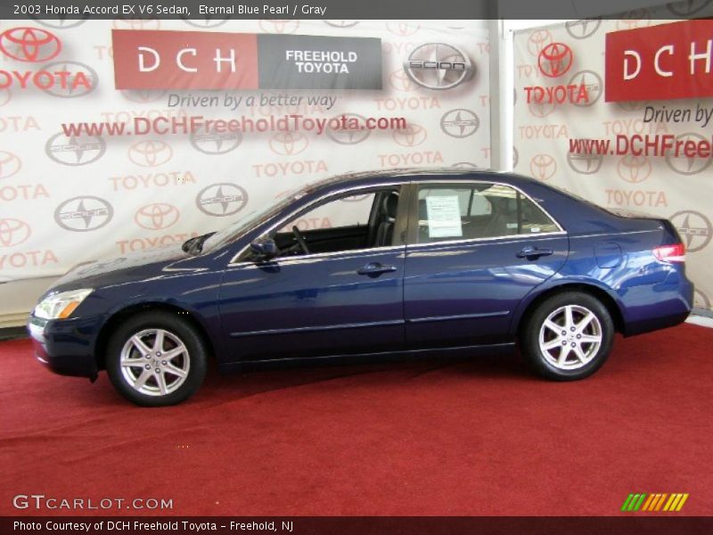 Eternal Blue Pearl / Gray 2003 Honda Accord EX V6 Sedan