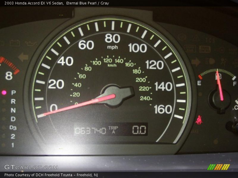 Eternal Blue Pearl / Gray 2003 Honda Accord EX V6 Sedan