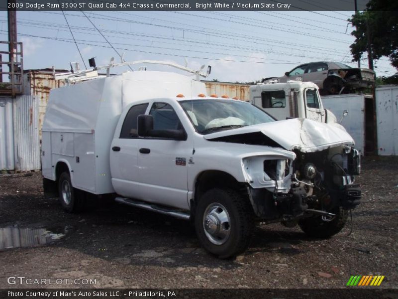 Bright White / Medium Slate Gray 2009 Dodge Ram 3500 ST Quad Cab 4x4 Chassis Commercial