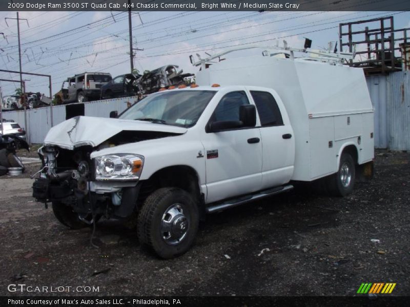 Bright White / Medium Slate Gray 2009 Dodge Ram 3500 ST Quad Cab 4x4 Chassis Commercial