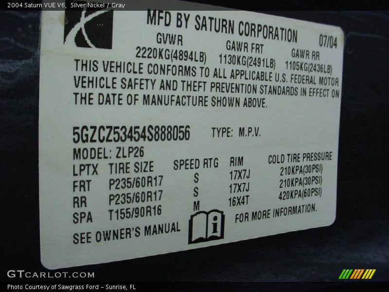 Silver Nickel / Gray 2004 Saturn VUE V6