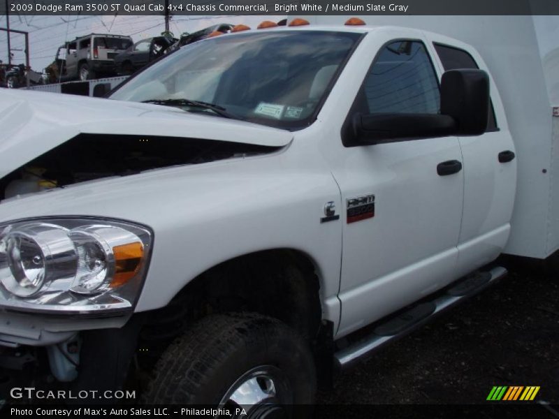 Bright White / Medium Slate Gray 2009 Dodge Ram 3500 ST Quad Cab 4x4 Chassis Commercial