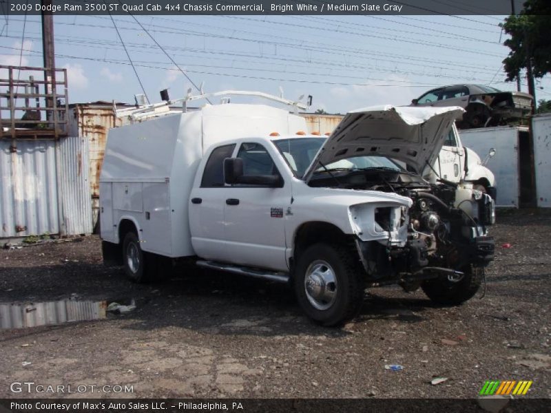 Bright White / Medium Slate Gray 2009 Dodge Ram 3500 ST Quad Cab 4x4 Chassis Commercial