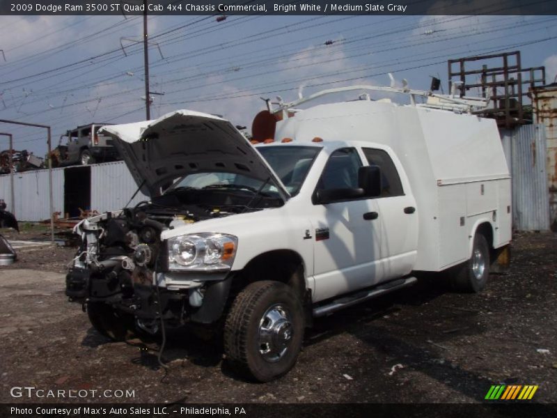 Bright White / Medium Slate Gray 2009 Dodge Ram 3500 ST Quad Cab 4x4 Chassis Commercial