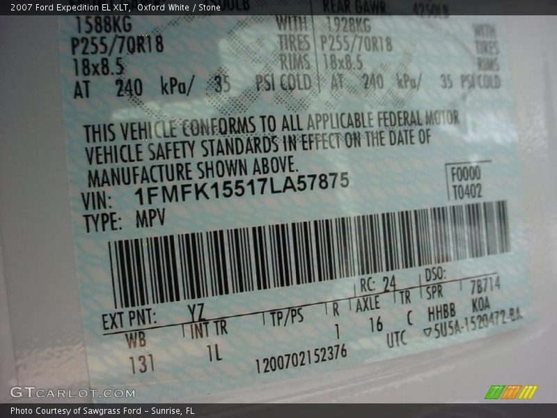 Oxford White / Stone 2007 Ford Expedition EL XLT