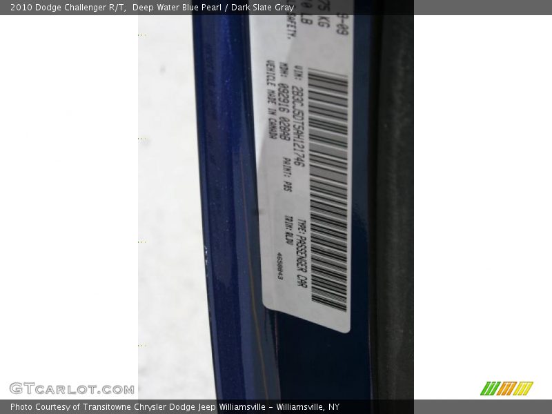 Deep Water Blue Pearl / Dark Slate Gray 2010 Dodge Challenger R/T