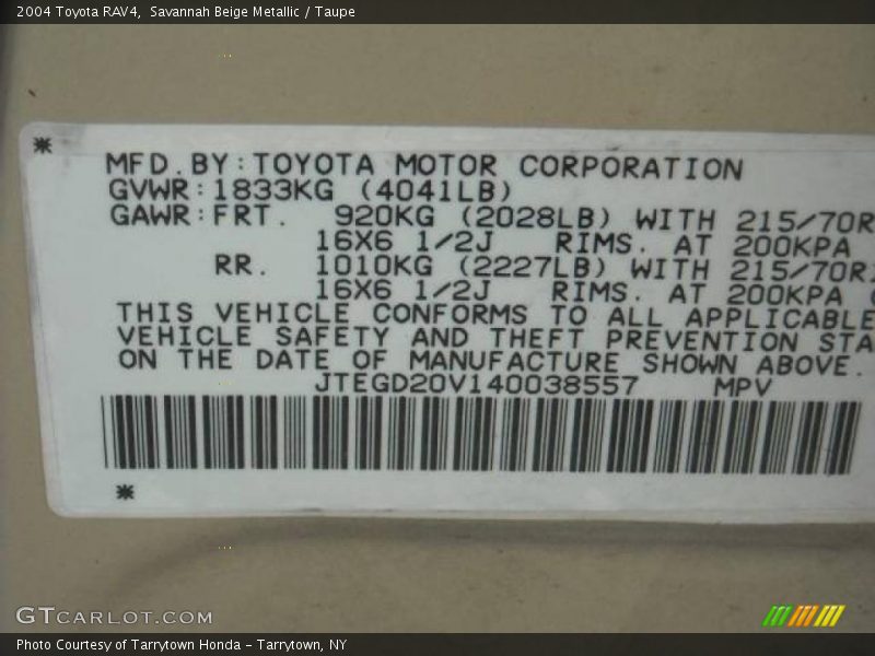 Savannah Beige Metallic / Taupe 2004 Toyota RAV4