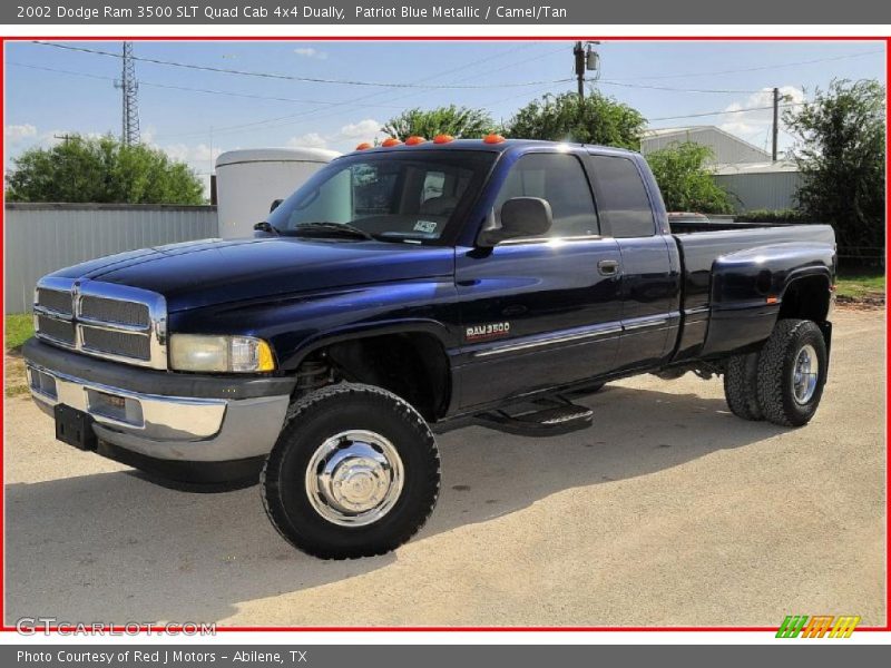 Patriot Blue Metallic / Camel/Tan 2002 Dodge Ram 3500 SLT Quad Cab 4x4 Dually