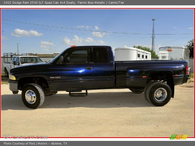 Patriot Blue Metallic / Camel/Tan 2002 Dodge Ram 3500 SLT Quad Cab 4x4 Dually
