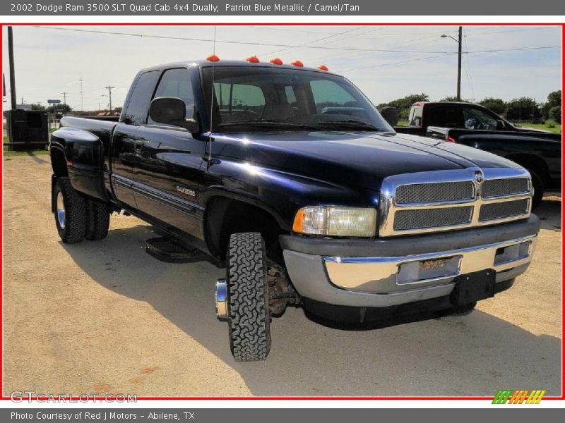 Patriot Blue Metallic / Camel/Tan 2002 Dodge Ram 3500 SLT Quad Cab 4x4 Dually