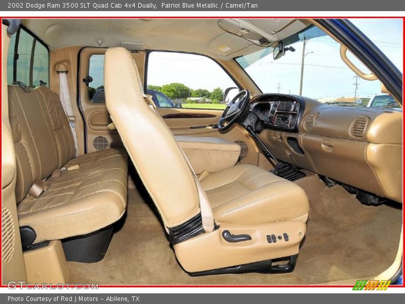 Patriot Blue Metallic / Camel/Tan 2002 Dodge Ram 3500 SLT Quad Cab 4x4 Dually