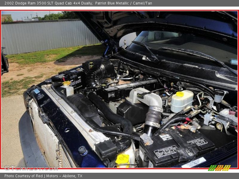 Patriot Blue Metallic / Camel/Tan 2002 Dodge Ram 3500 SLT Quad Cab 4x4 Dually