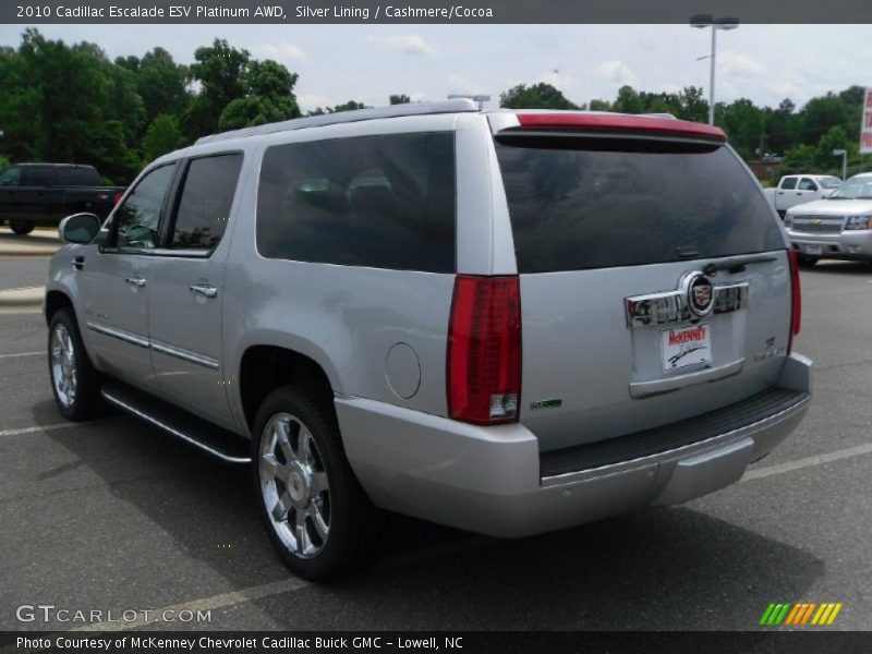 Silver Lining / Cashmere/Cocoa 2010 Cadillac Escalade ESV Platinum AWD