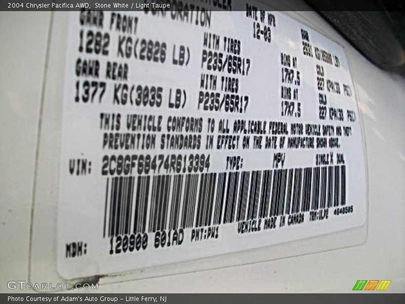 Stone White / Light Taupe 2004 Chrysler Pacifica AWD