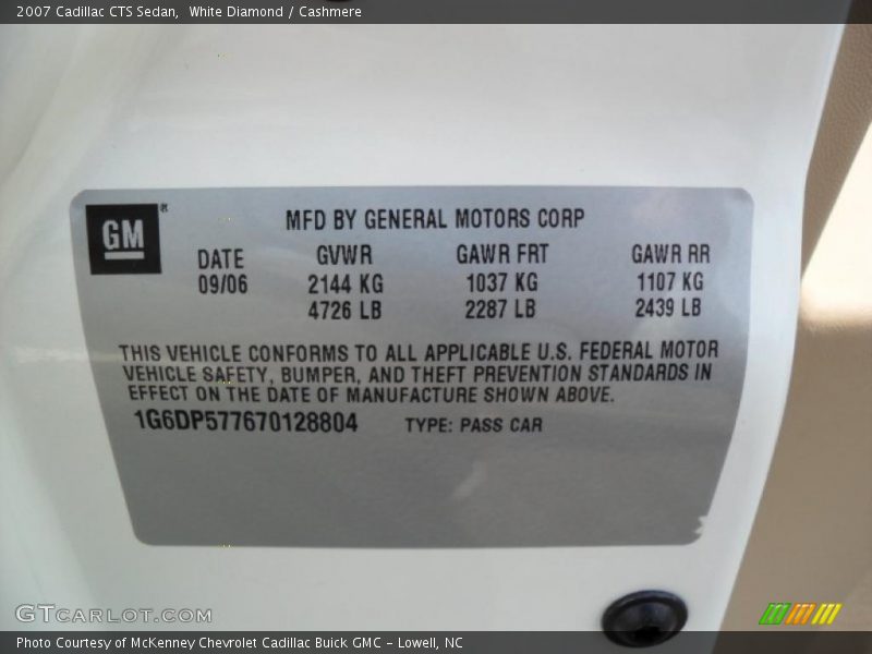 White Diamond / Cashmere 2007 Cadillac CTS Sedan