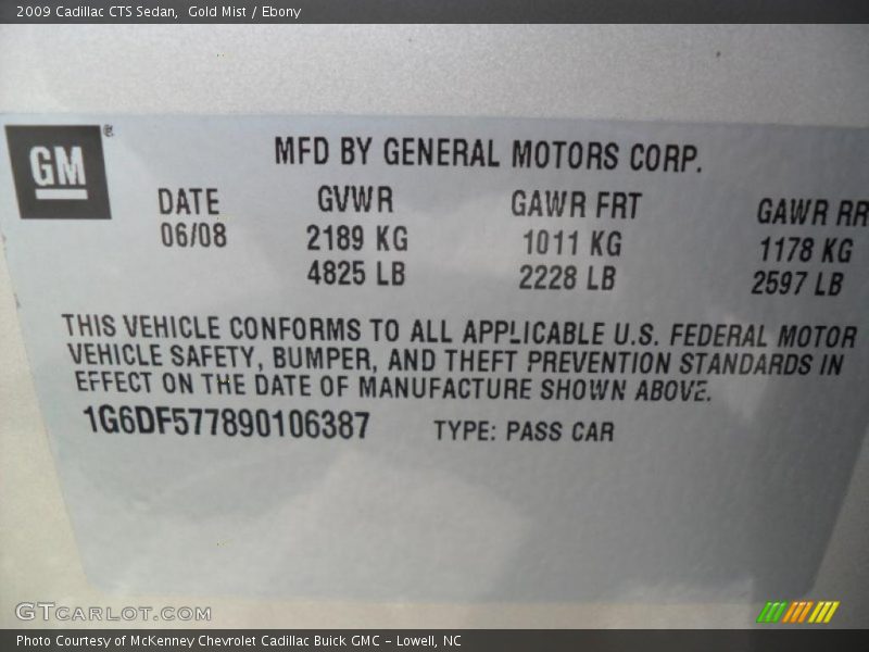 Gold Mist / Ebony 2009 Cadillac CTS Sedan