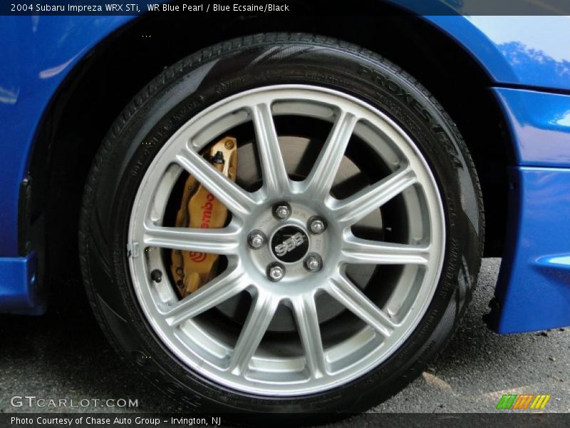 WR Blue Pearl / Blue Ecsaine/Black 2004 Subaru Impreza WRX STi