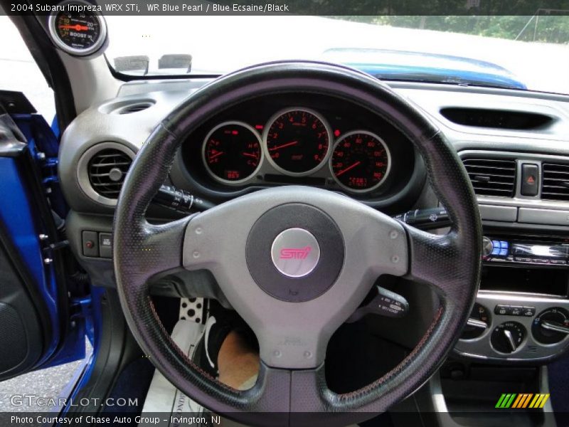 WR Blue Pearl / Blue Ecsaine/Black 2004 Subaru Impreza WRX STi