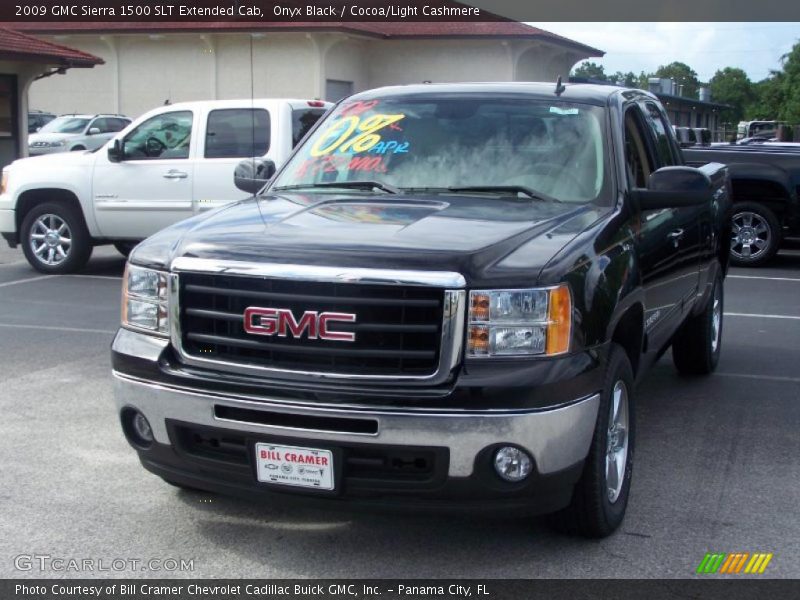 Onyx Black / Cocoa/Light Cashmere 2009 GMC Sierra 1500 SLT Extended Cab