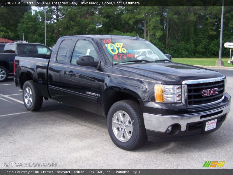 Onyx Black / Cocoa/Light Cashmere 2009 GMC Sierra 1500 SLT Extended Cab