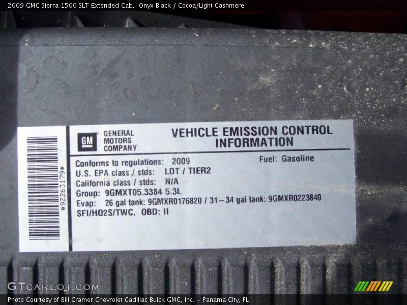 Onyx Black / Cocoa/Light Cashmere 2009 GMC Sierra 1500 SLT Extended Cab