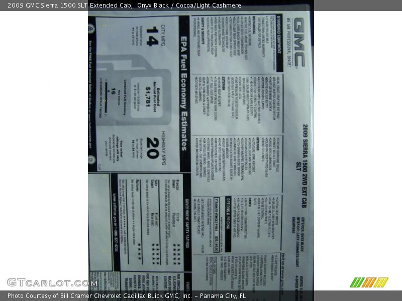 Onyx Black / Cocoa/Light Cashmere 2009 GMC Sierra 1500 SLT Extended Cab