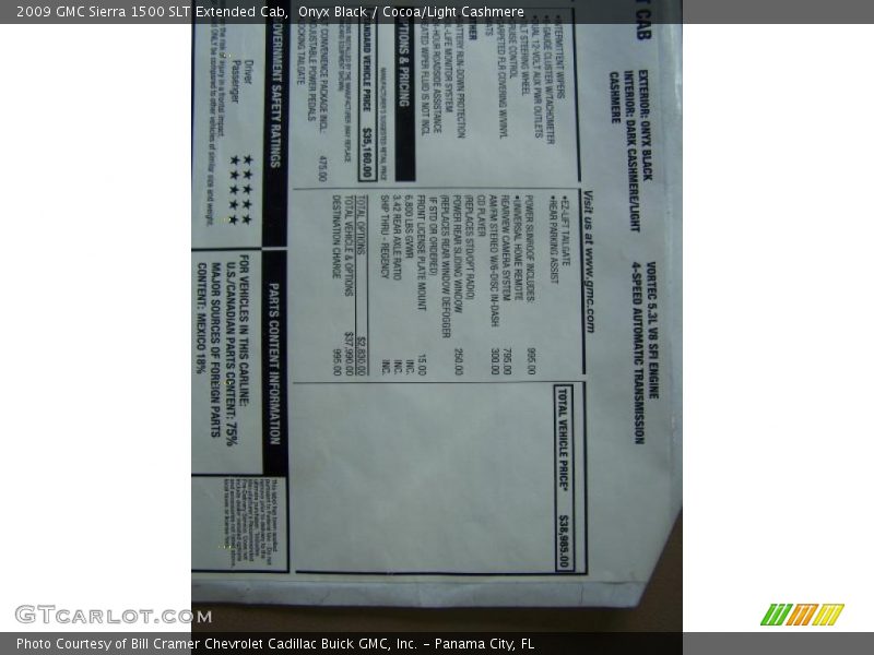 Onyx Black / Cocoa/Light Cashmere 2009 GMC Sierra 1500 SLT Extended Cab