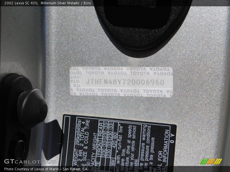 Millenium Silver Metallic / Ecru 2002 Lexus SC 430